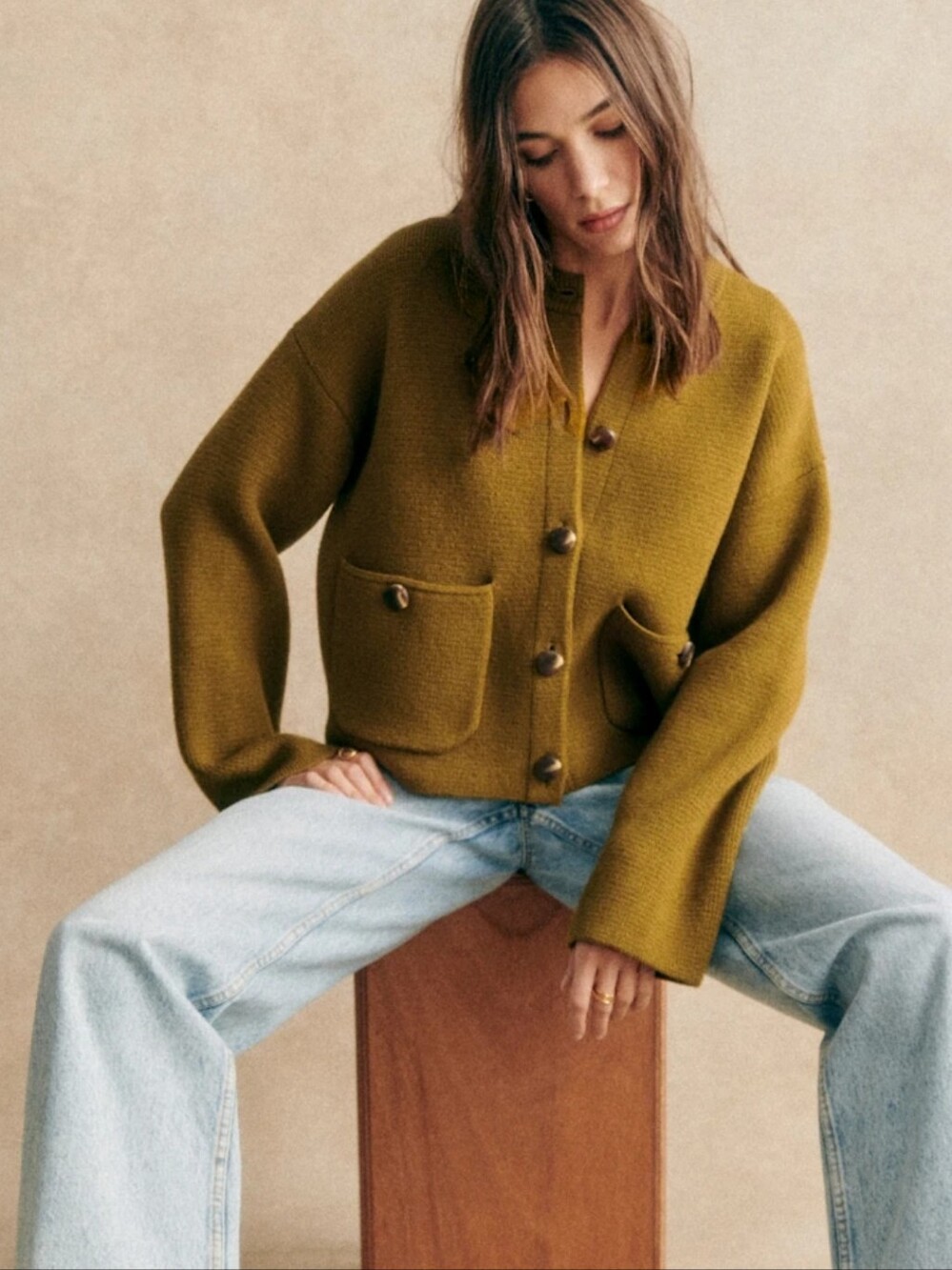 Sezane Valerio Jacket Olive Green